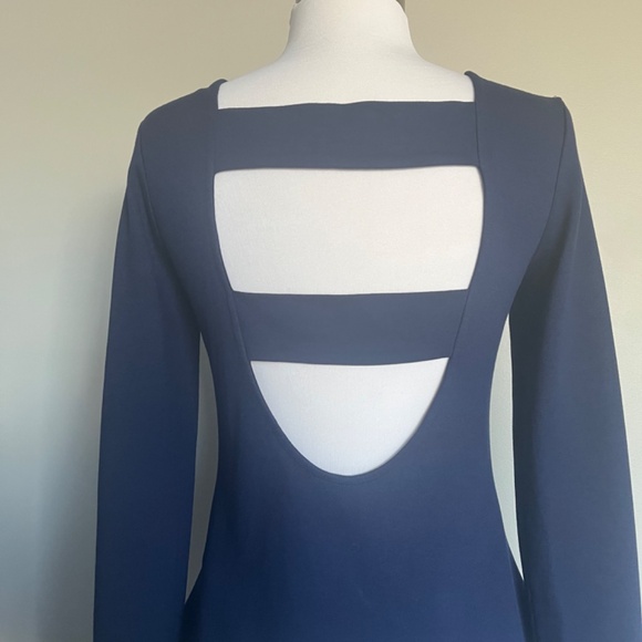 Karen Millen Open Back Navy Blue Long sleeve Cocktail Casual Top T-shirt Blouse - Picture 8 of 9